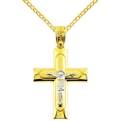 Χρυσός βαπτιστικός σταυρός Κ14 με αλυσίδα